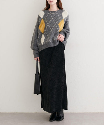 斜裁漸變天鵝絨半身裙