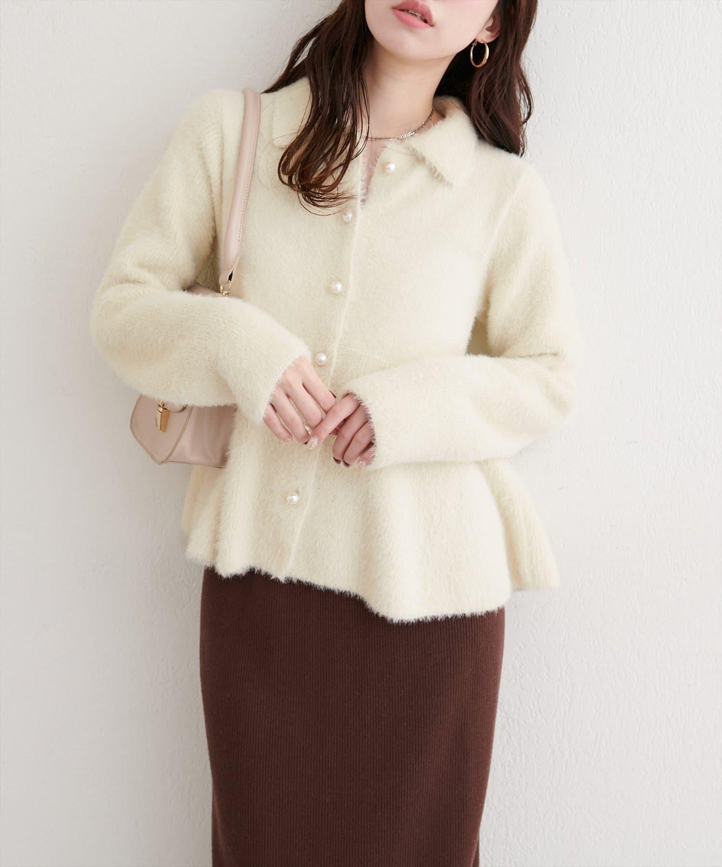 羽毛裝飾荷葉邊針織開衫