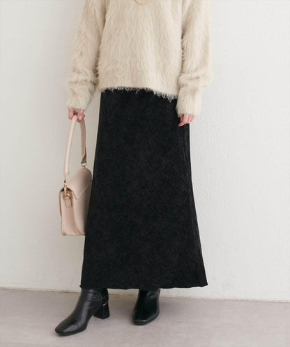 斜裁漸變天鵝絨半身裙