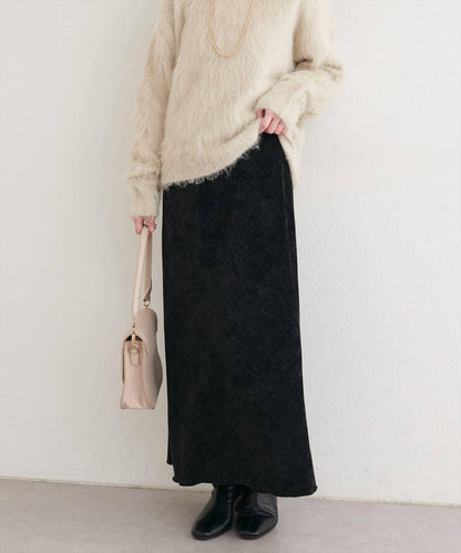 斜裁漸變天鵝絨半身裙