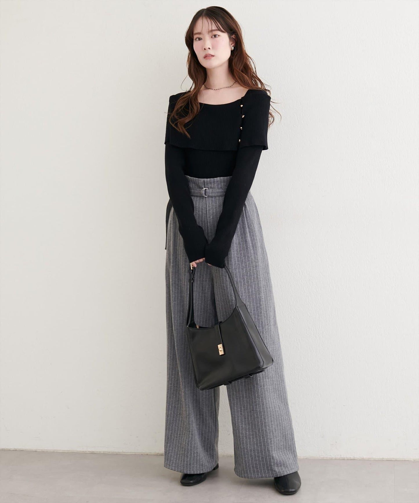 附腰帶彈力長褲