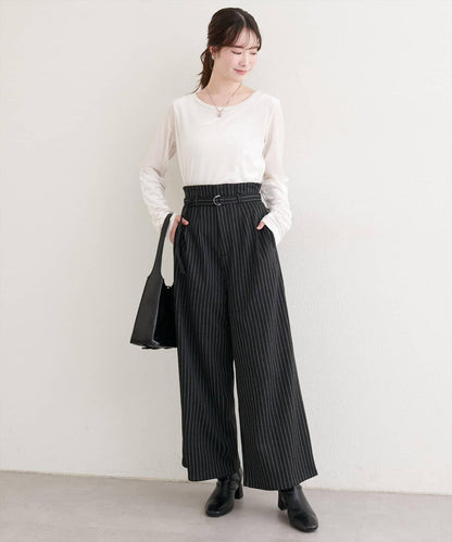 附腰帶彈力長褲