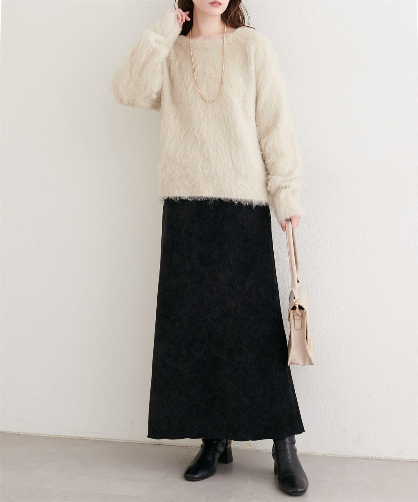 斜裁漸變天鵝絨半身裙