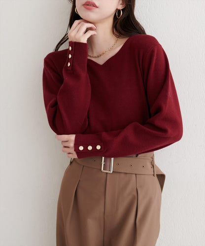 愛心領拼色針織套頭衫