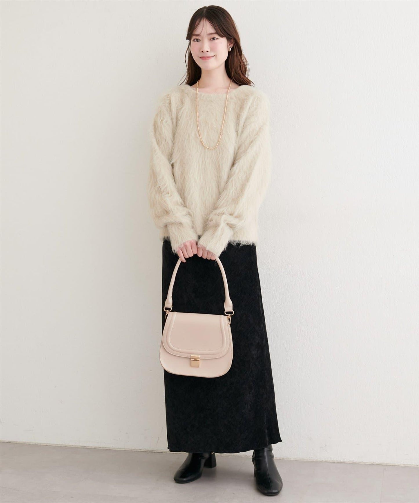 斜裁漸變天鵝絨半身裙