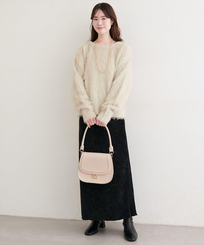 斜裁漸變天鵝絨半身裙