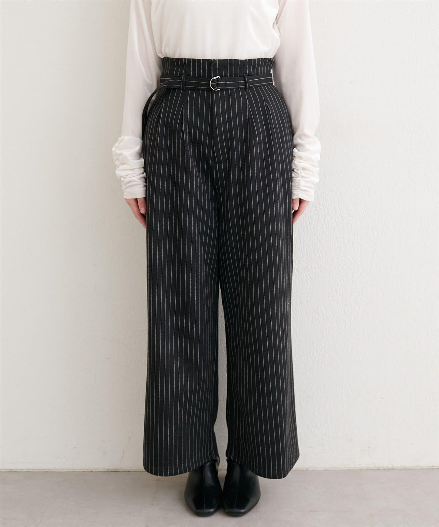 附腰帶彈力長褲