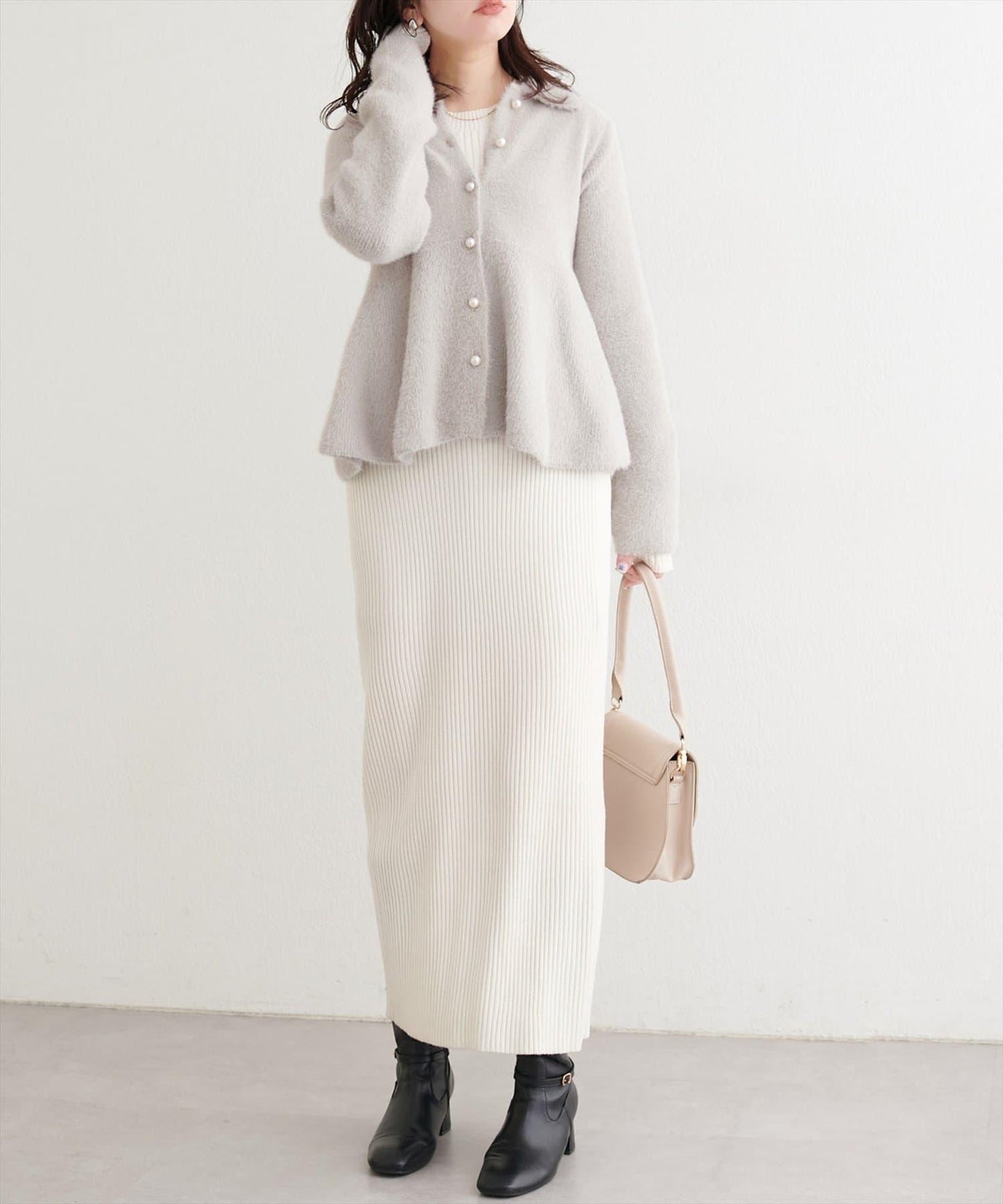 羽毛裝飾荷葉邊針織開衫