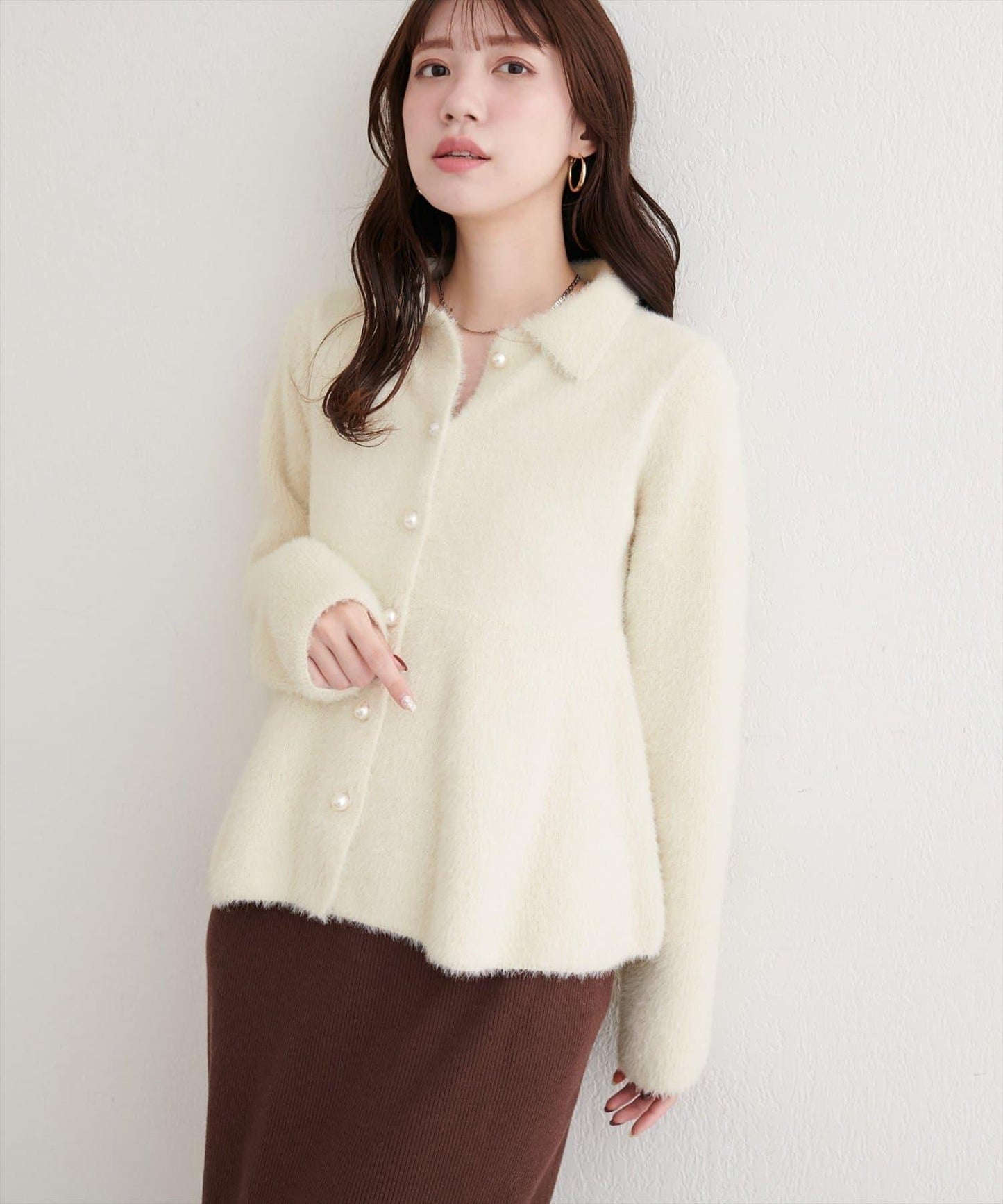 羽毛裝飾荷葉邊針織開衫