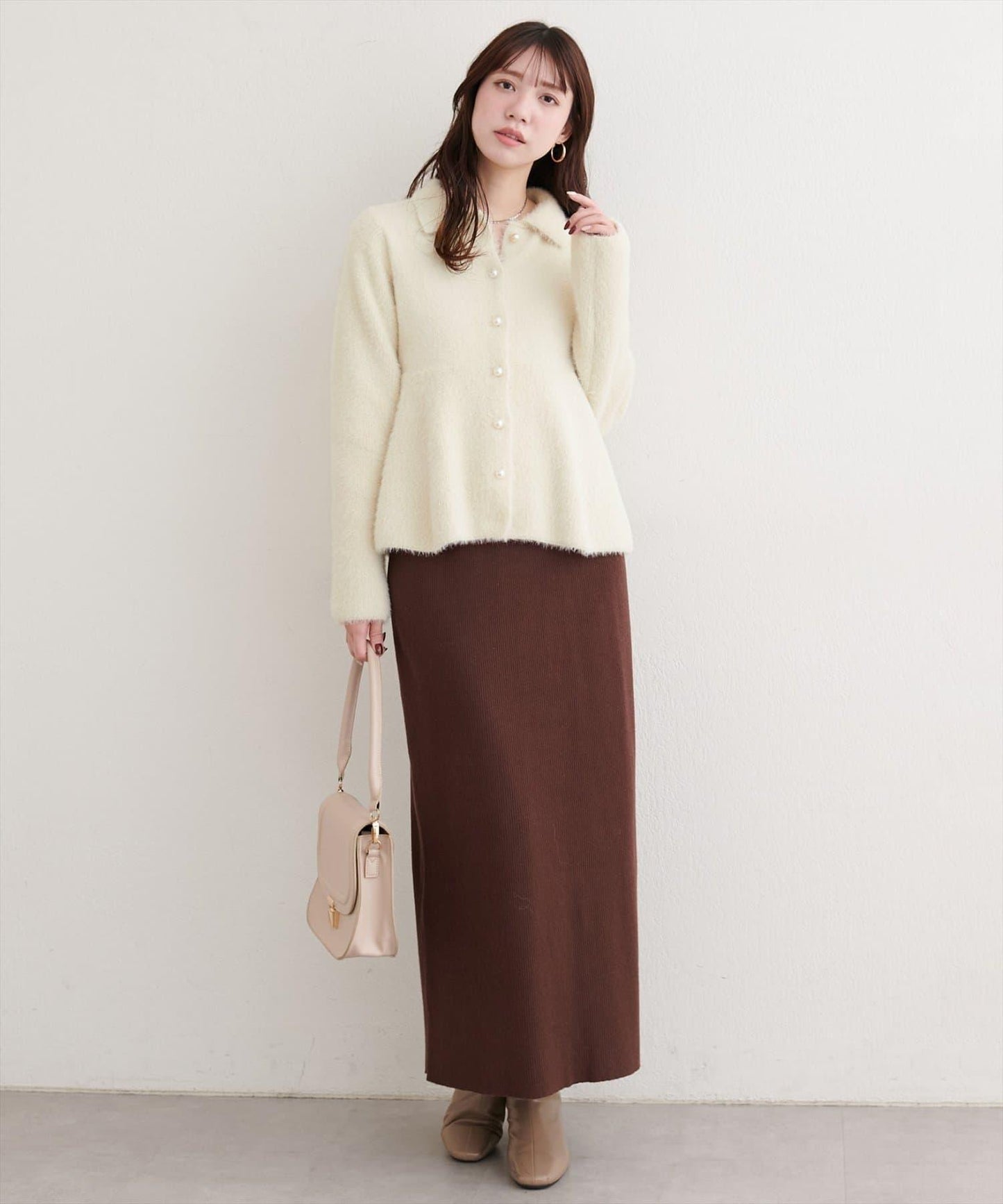 羽毛裝飾荷葉邊針織開衫