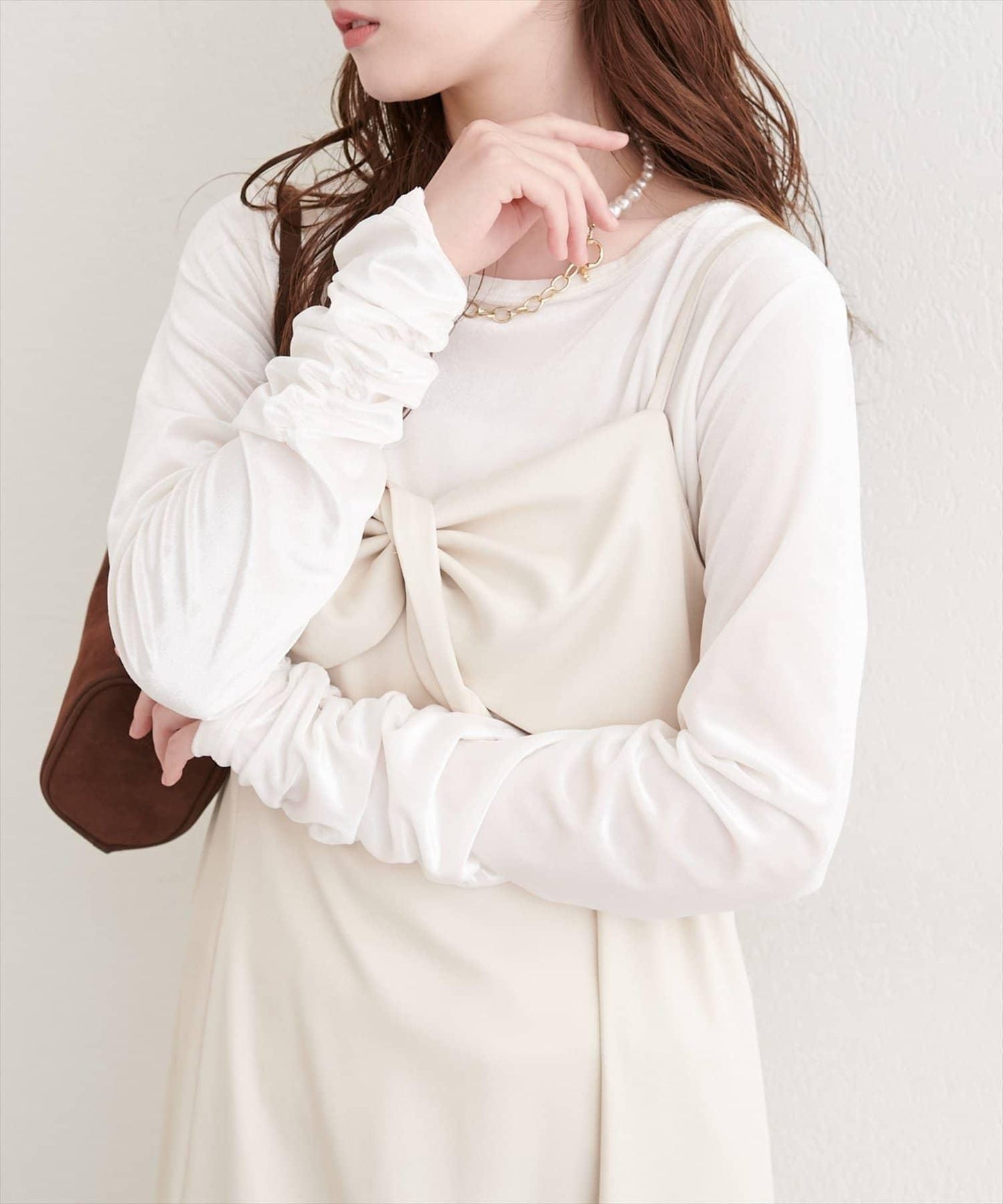 彈力天鵝絨長袖T恤