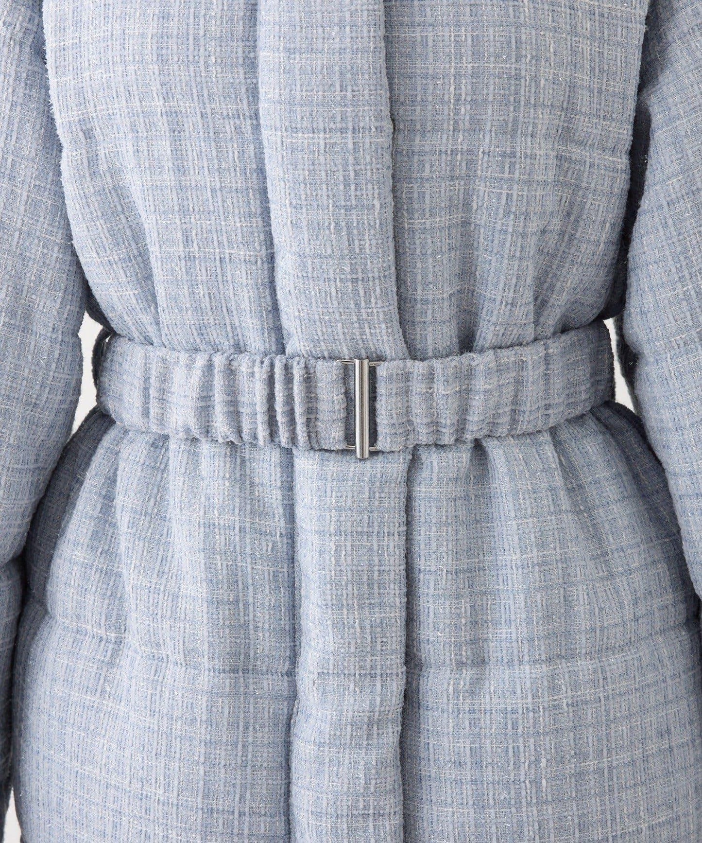 仿皮草連帽帶腰帶仿羽絨服