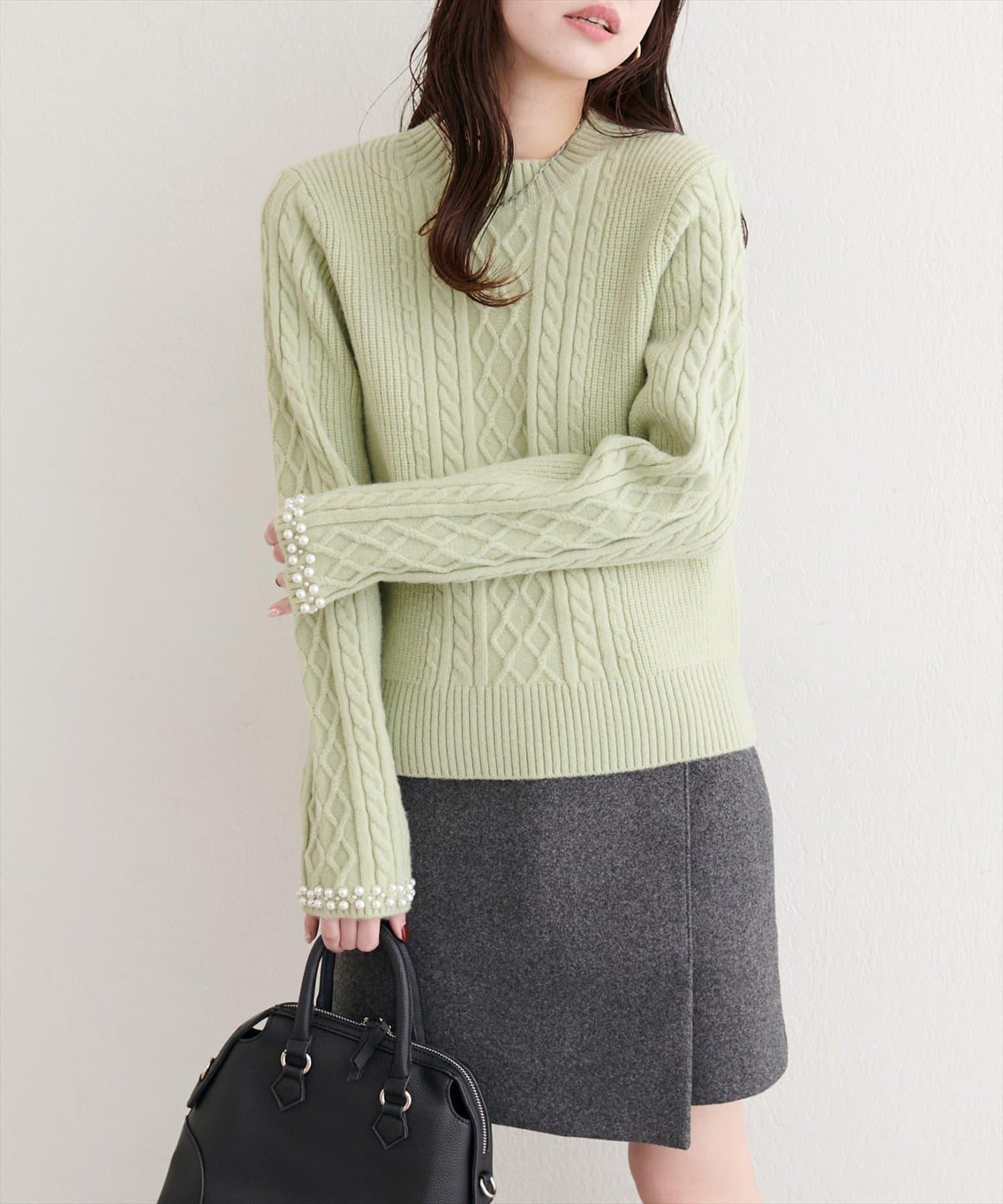 袖口珍珠柔軟針織衫