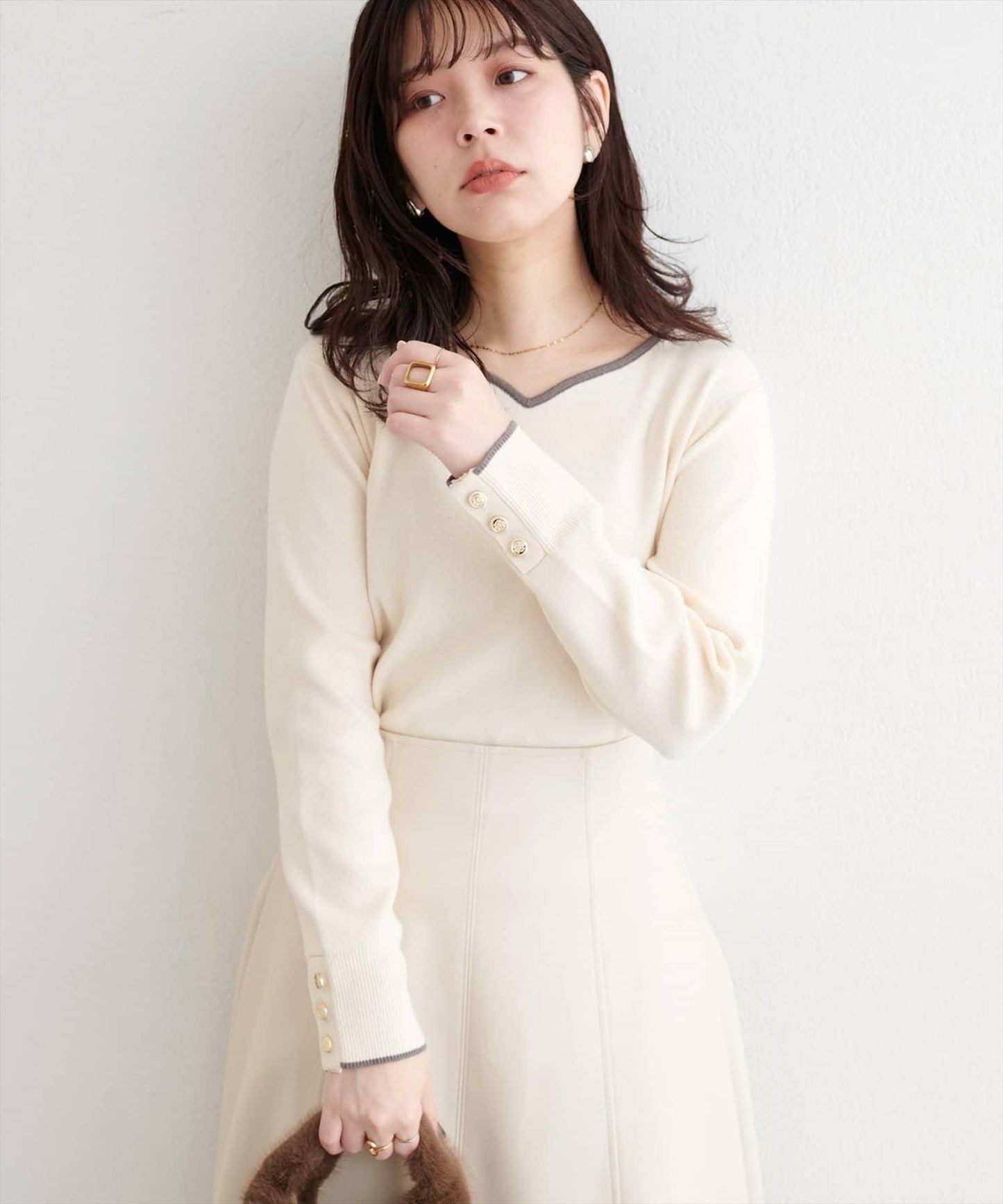 愛心領拼色針織套頭衫