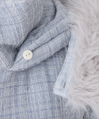 仿皮草連帽帶腰帶仿羽絨服