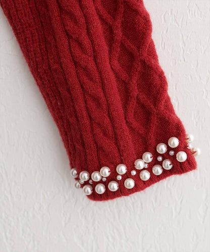 袖口珍珠柔軟針織衫