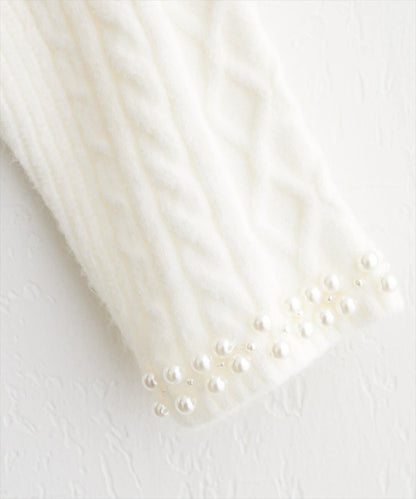 袖口珍珠柔軟針織衫
