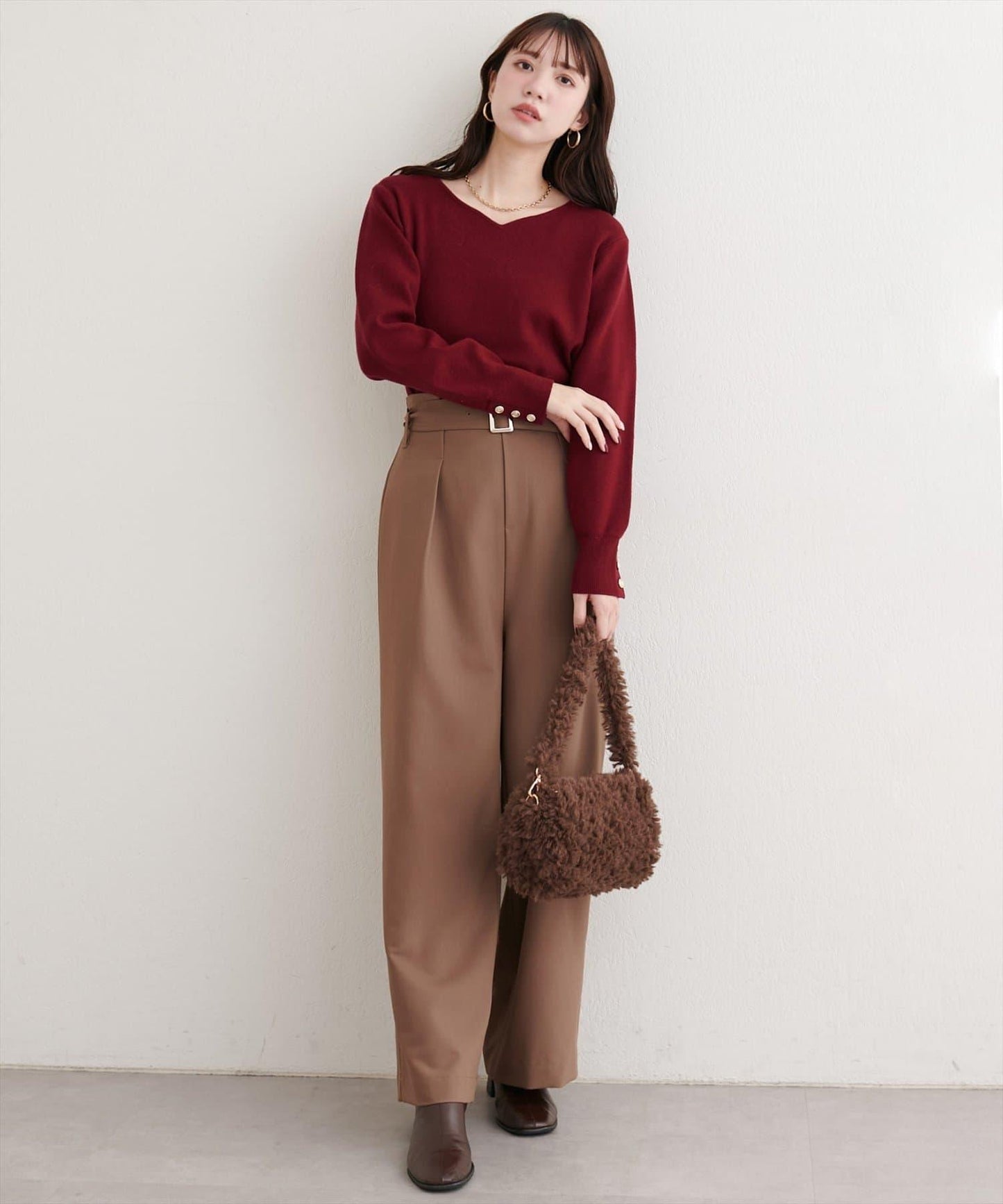 愛心領拼色針織套頭衫