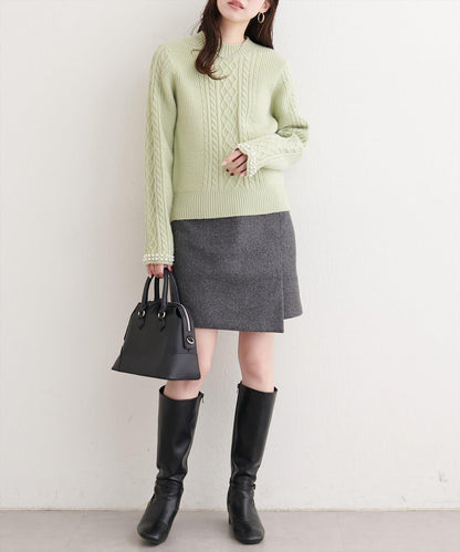 袖口珍珠柔軟針織衫