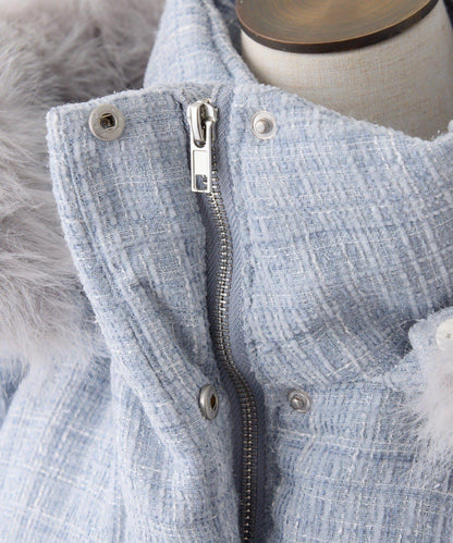 仿皮草連帽帶腰帶仿羽絨服