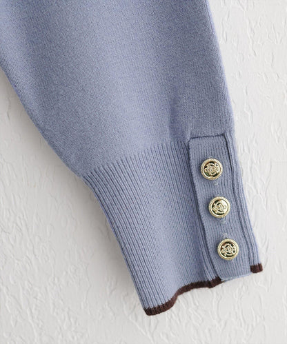 愛心領拼色針織套頭衫