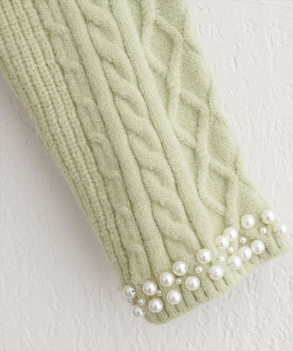 袖口珍珠柔軟針織衫