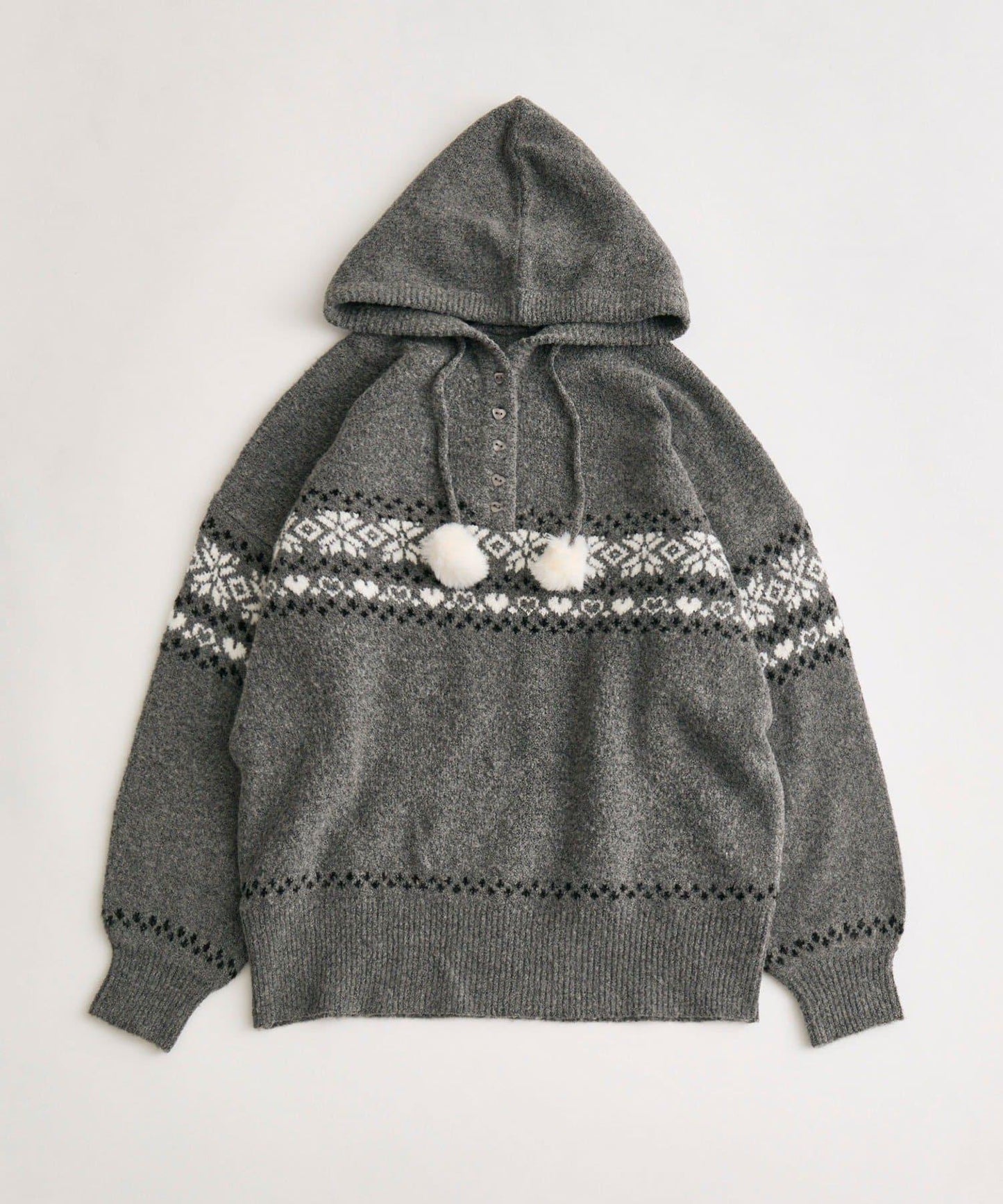 提花連帽針織衫