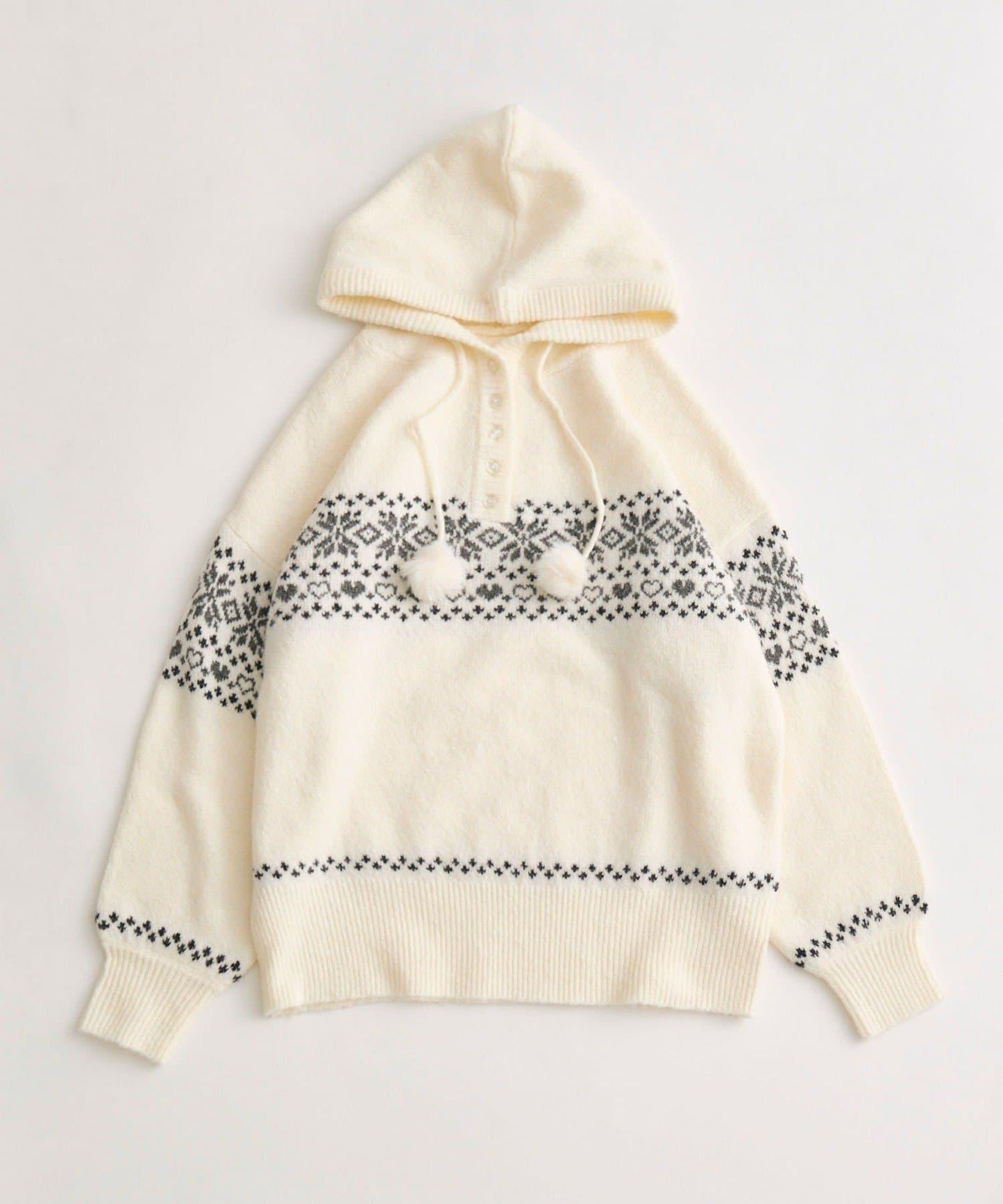 提花連帽針織衫