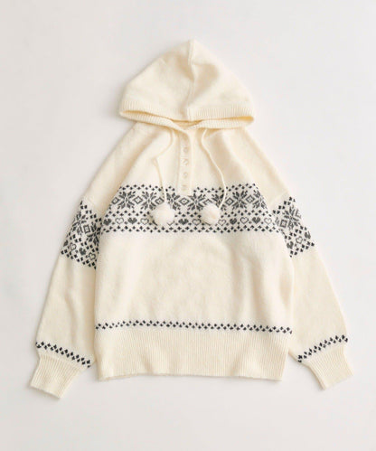 提花連帽針織衫