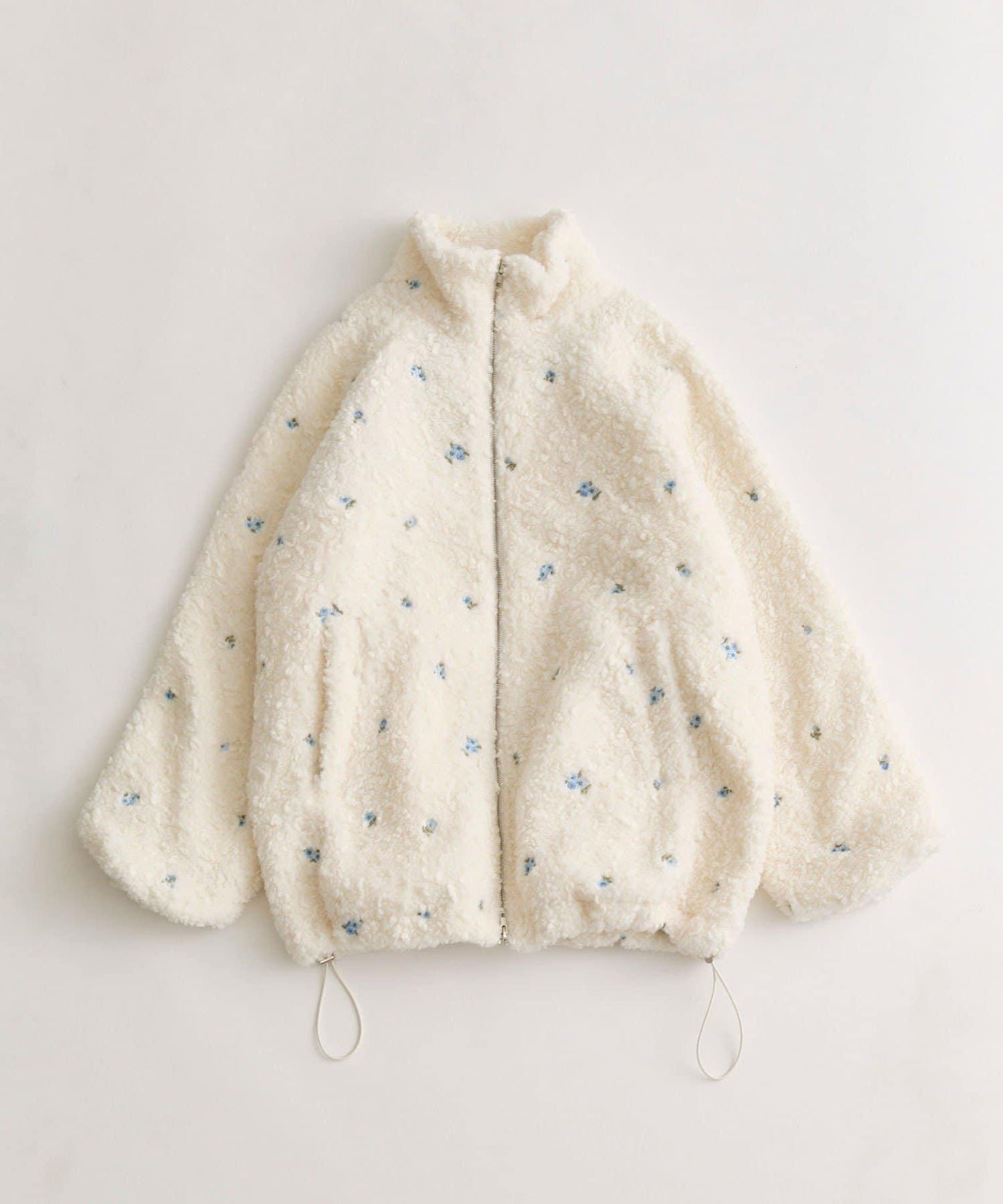 花卉刺繡羊羔絨短外套