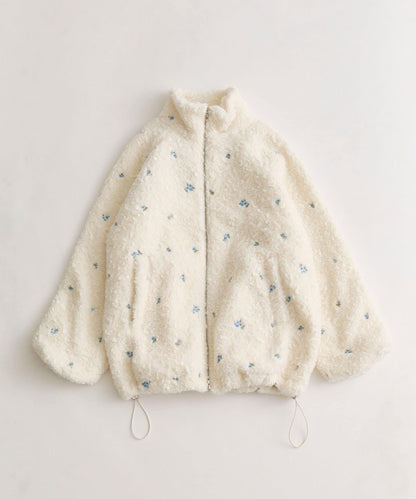 花卉刺繡羊羔絨短外套