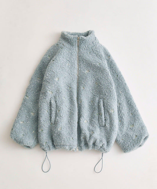 花卉刺繡羊羔絨短外套