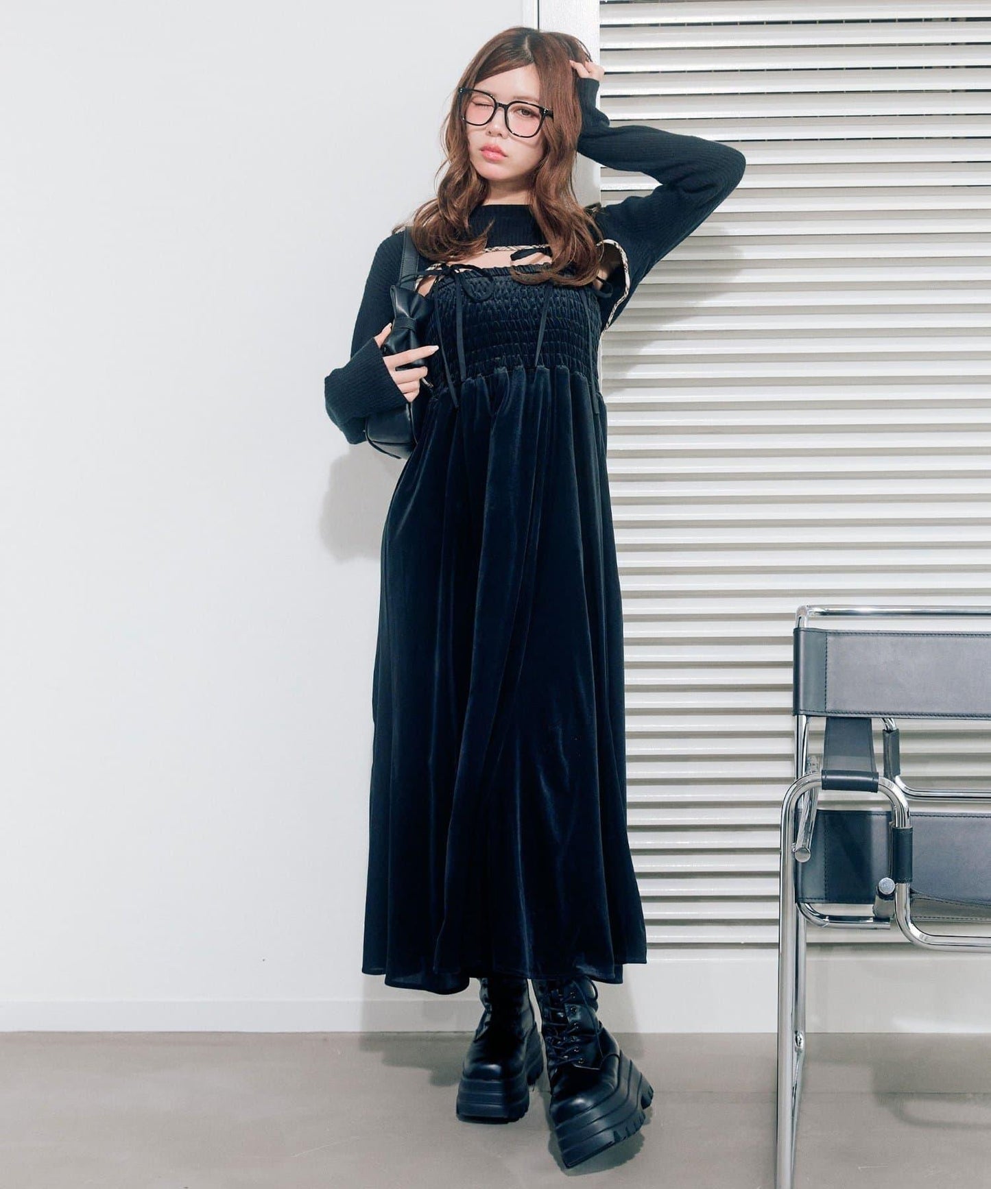 針織套裝長款吊帶連衣裙