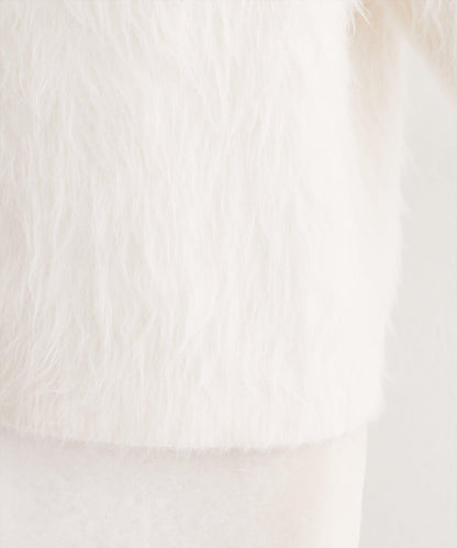 長款羽毛圓領針織套頭衫