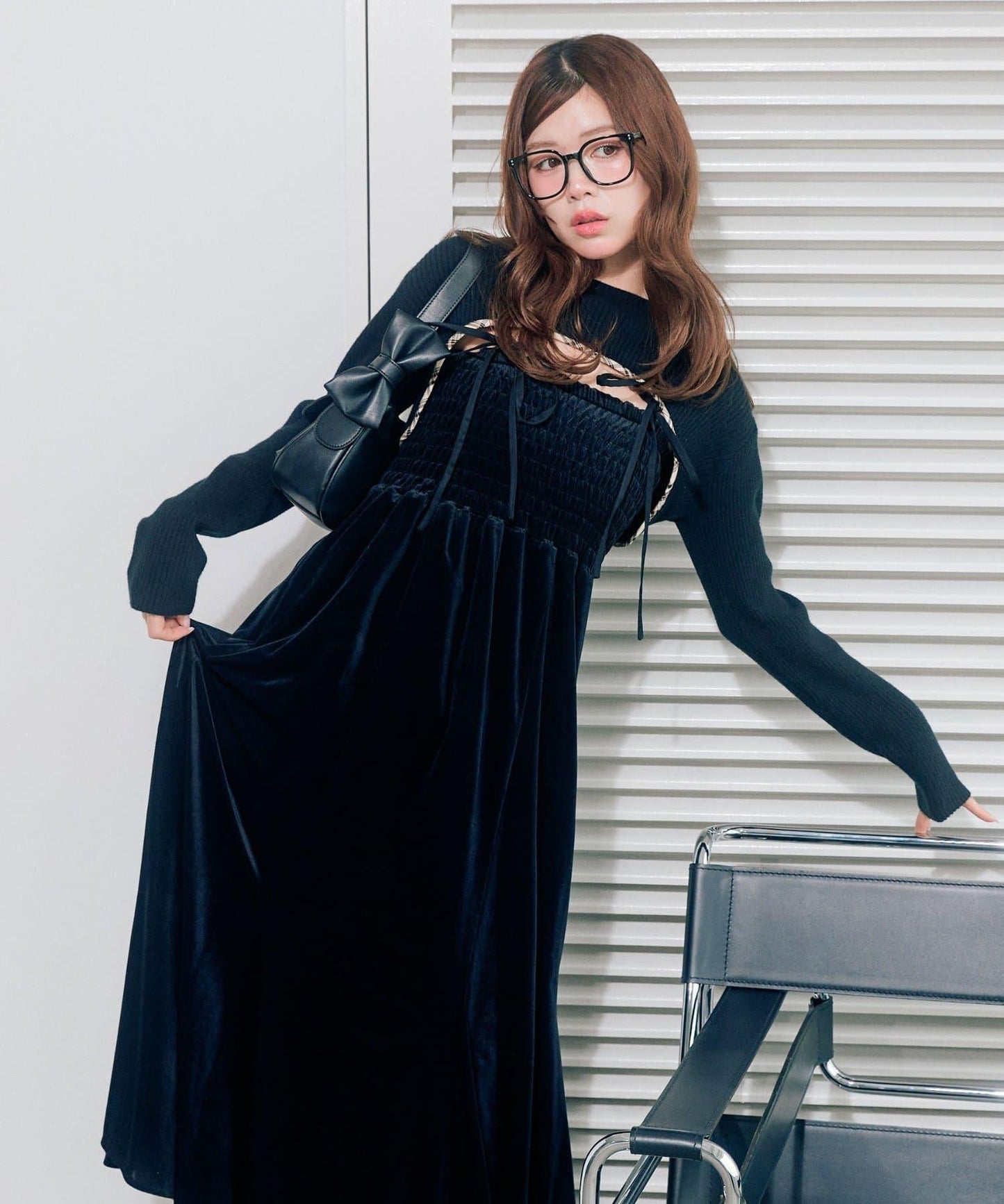 針織套裝長款吊帶連衣裙