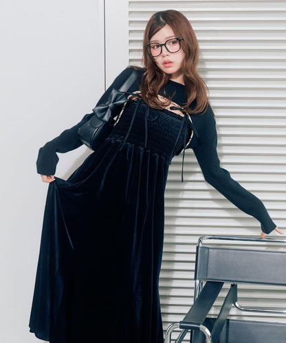 針織套裝長款吊帶連衣裙