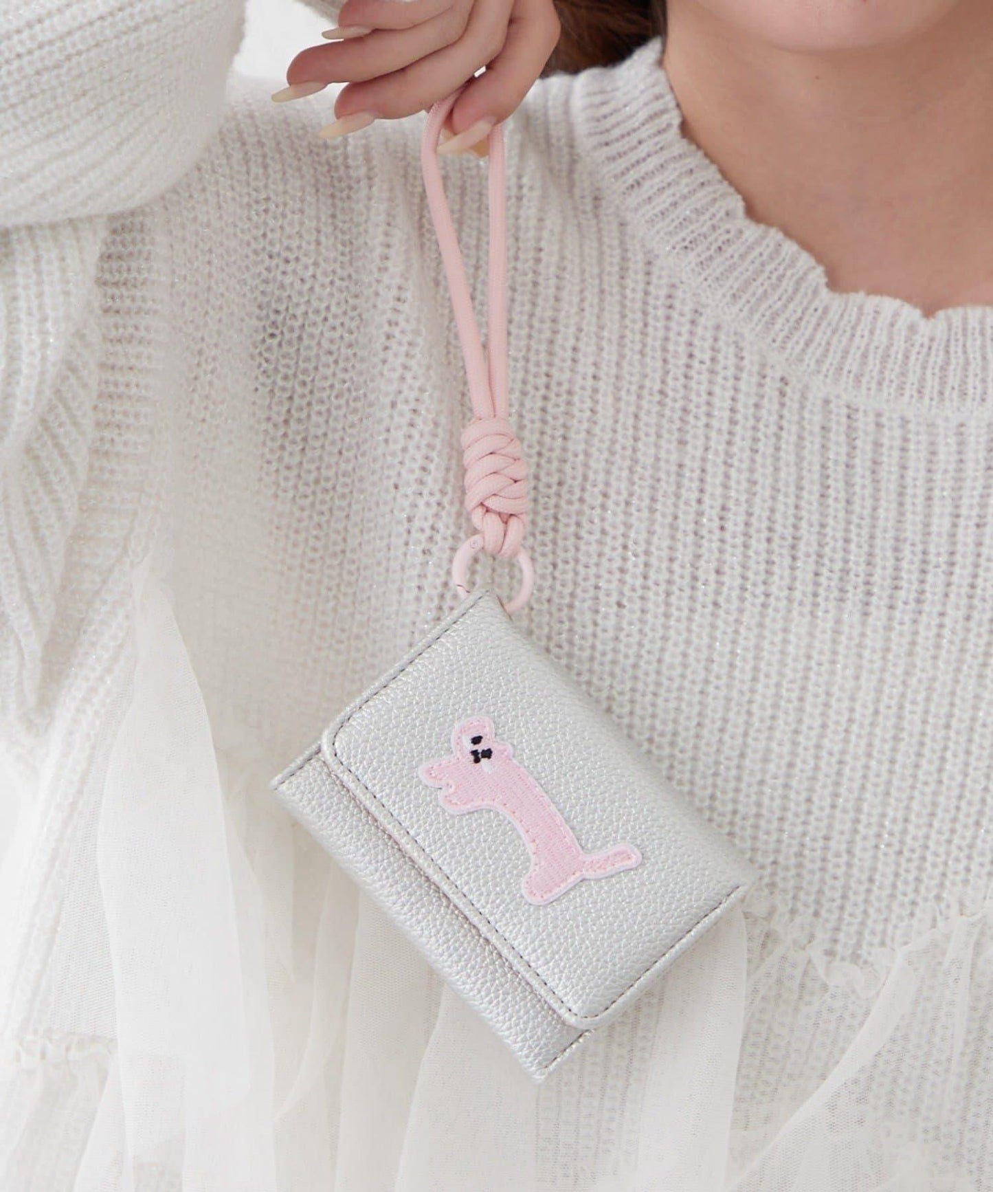 帶肩帶貓咪刺繡卡包