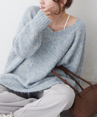 【nane】圈圈紗V領針織套頭衫