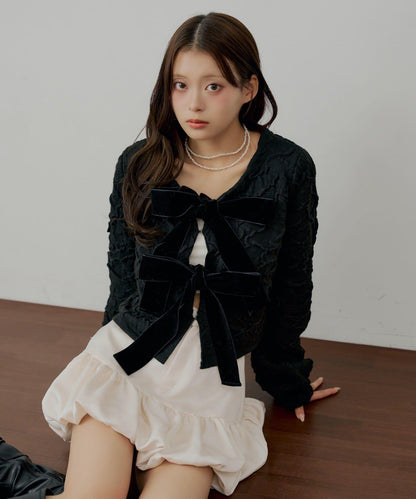 前後兩穿撞色前綁帶開衫