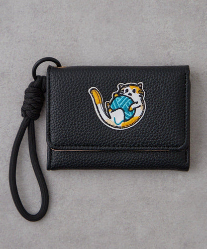 帶肩帶貓咪刺繡卡包