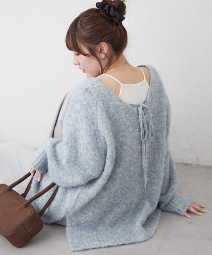 【nane】圈圈紗V領針織套頭衫