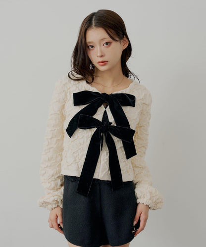 前後兩穿撞色前綁帶開衫