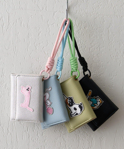 帶肩帶貓咪刺繡卡包