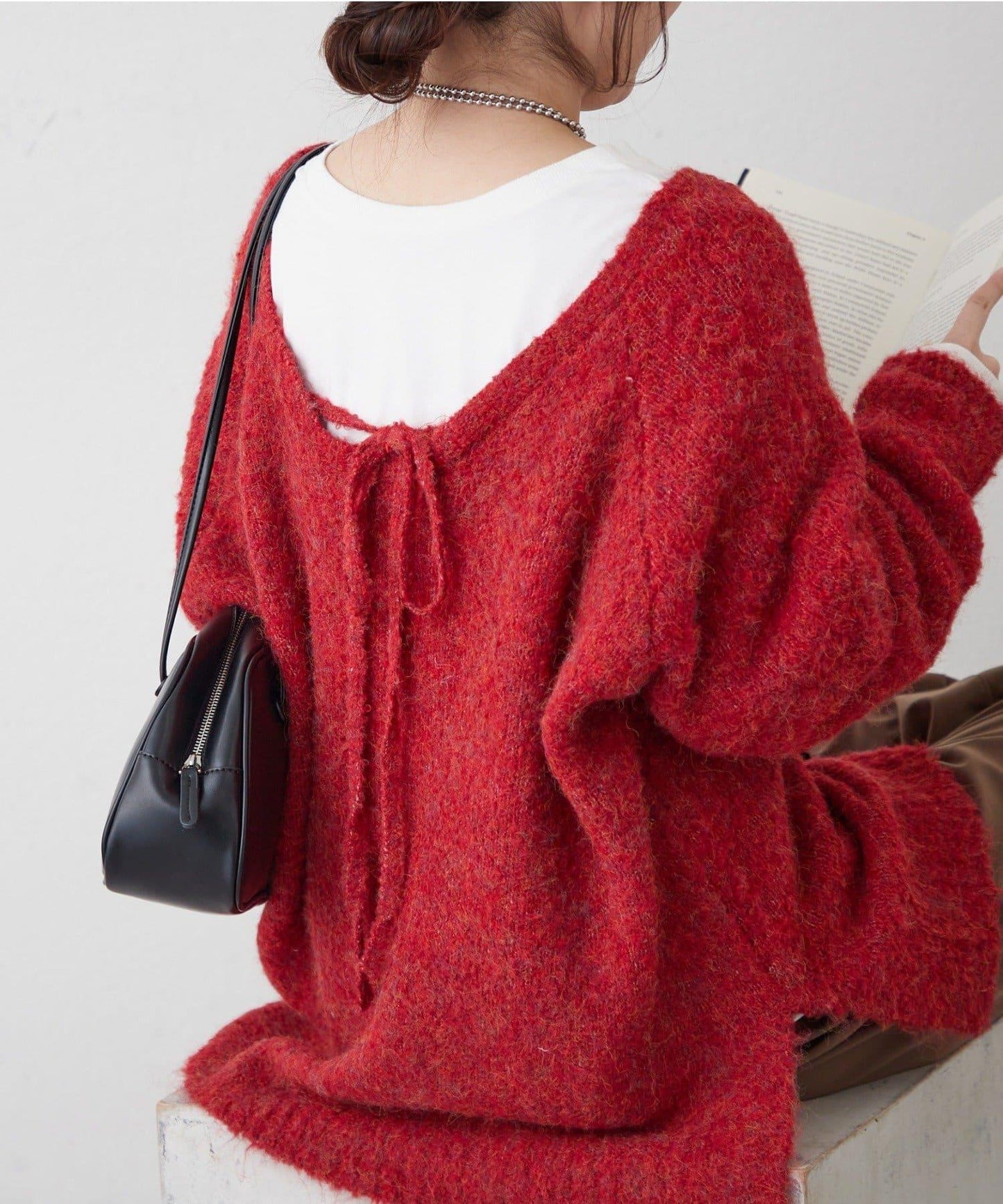 【nane】圈圈紗V領針織套頭衫