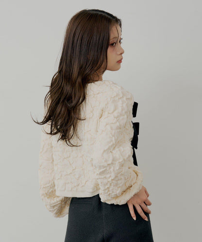 前後兩穿撞色前綁帶開衫