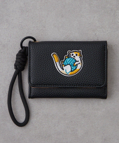 帶肩帶貓咪刺繡卡包