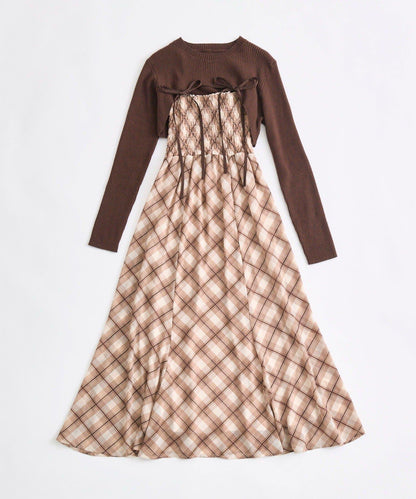 針織套裝長款吊帶連衣裙