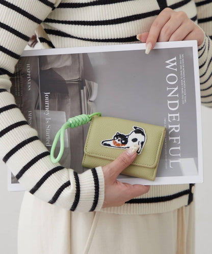 帶肩帶貓咪刺繡卡包