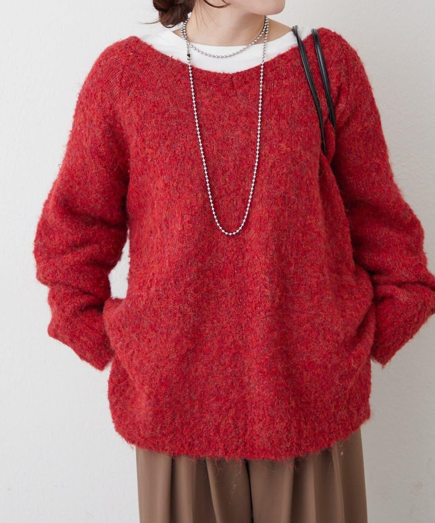 【nane】圈圈紗V領針織套頭衫