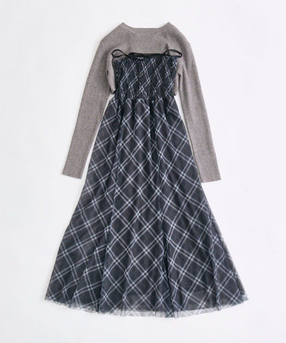 針織套裝長款吊帶連衣裙